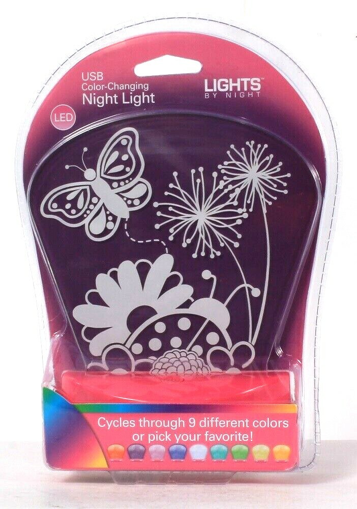 1 Count Jasco Lights By Night LED USB Color Changing Night Light 9 Colors