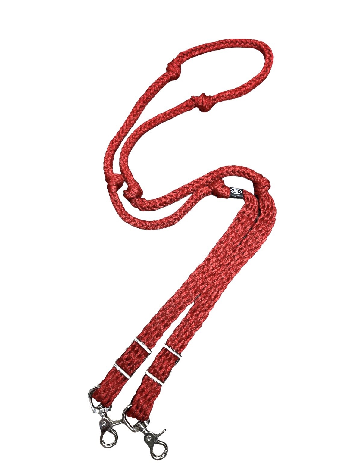 red paracord barrel reins with grip knots