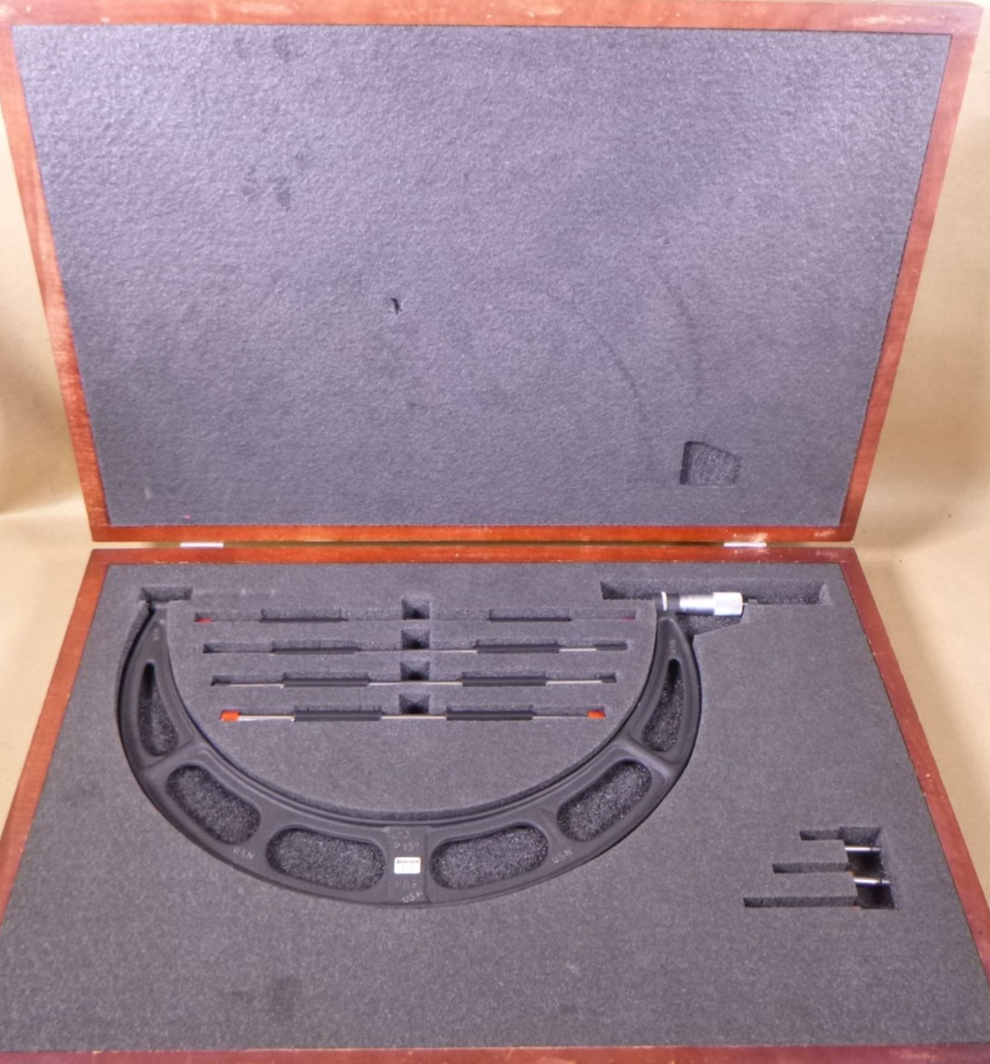 Starrett NO. 224 12-16" Anvil Outside Micrometer Set in Wood Case