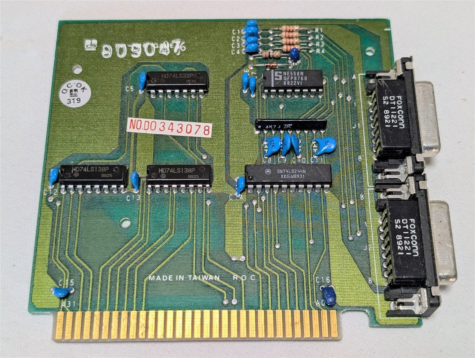 VINTAGE Dual 2-Port DB9 RS-232 Serial Port I/O Card 8/16-bit ISA XT AT - RARE
