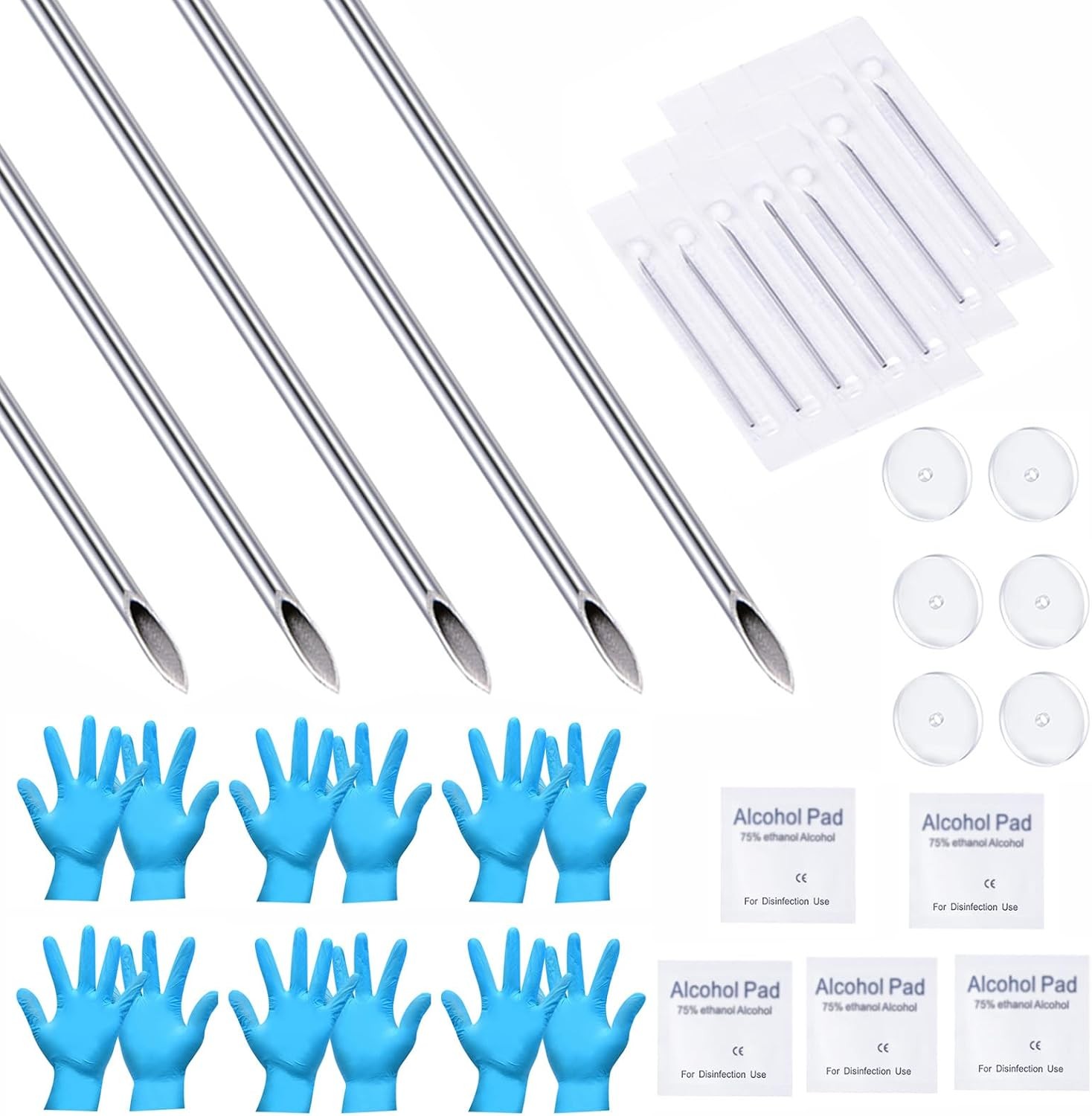 QWALIT Piercing Needle Kit - Ear & Belly Button Set 20G, D1-16 gauge
