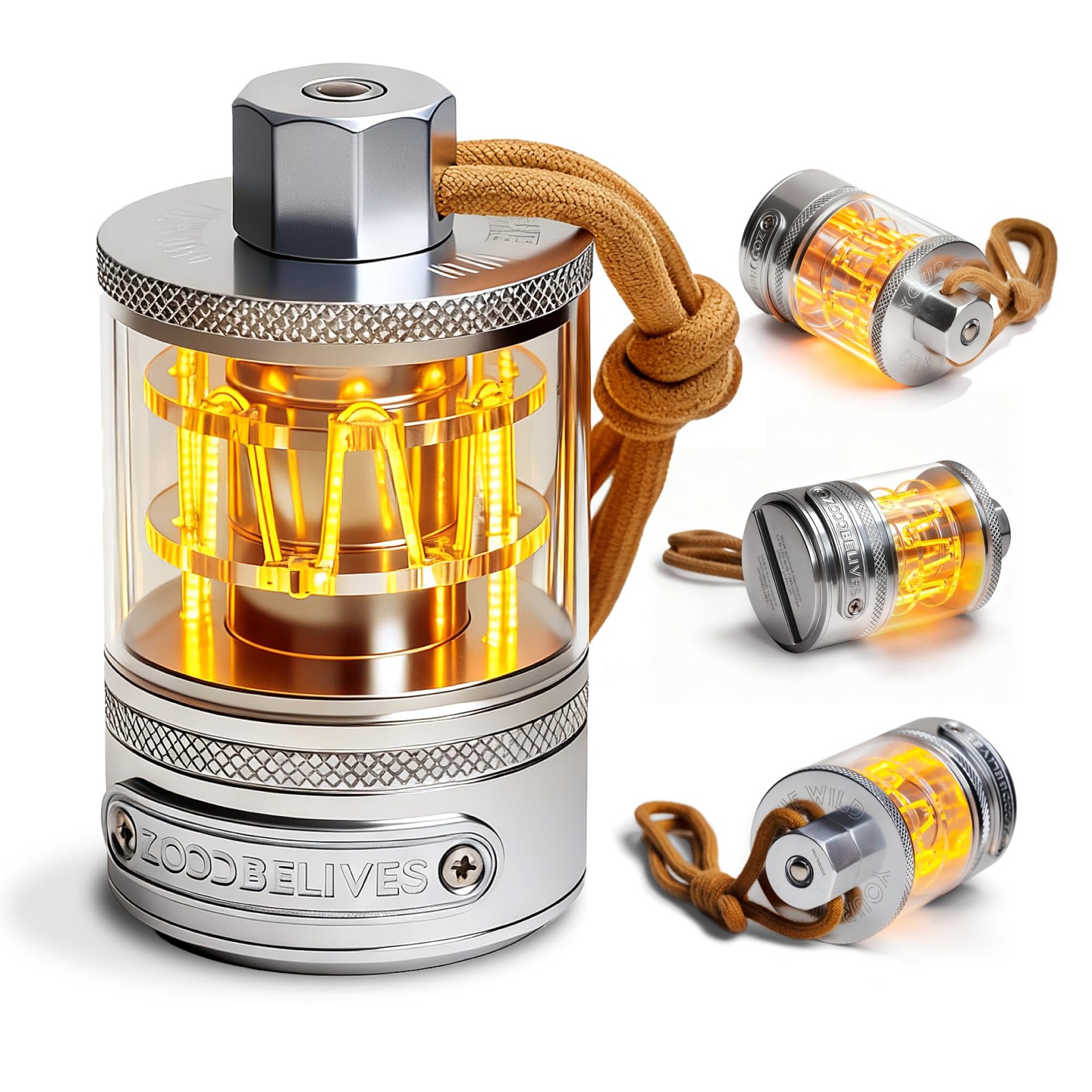 Vintage Aluminum Camping Lantern Light - Dimmable Warm Glow Lamp, Handcrafted...