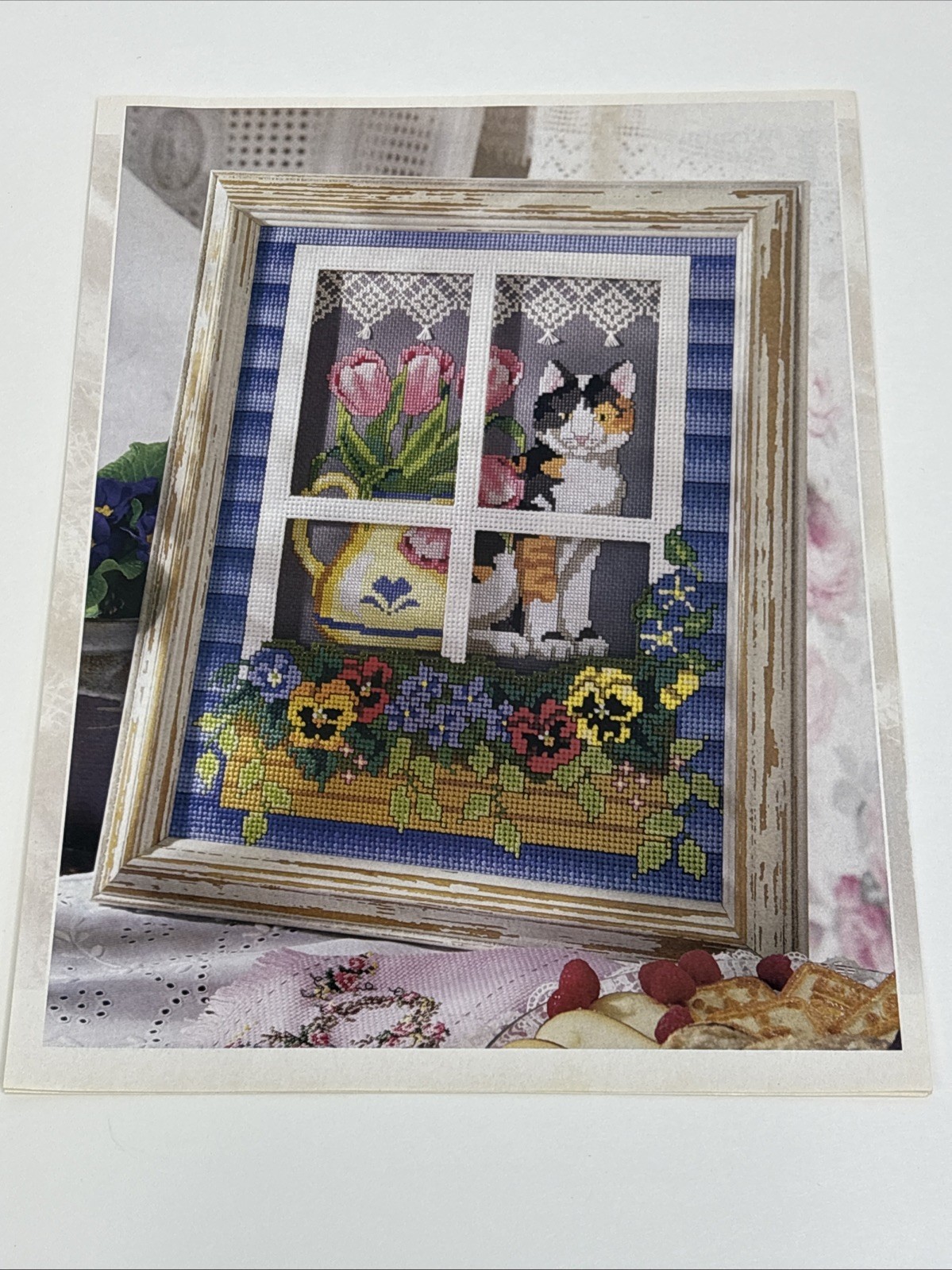 Window Garden Watching Cat Cross Stitch Pattern Magazine Pages