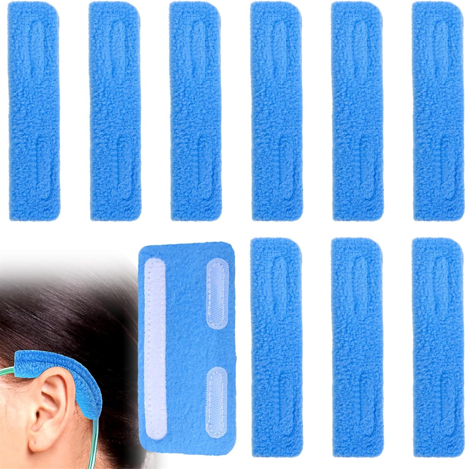 Nasal Cannula Ear Cushions Soft Oxygen Tubing Pads 10 Pieces Blue