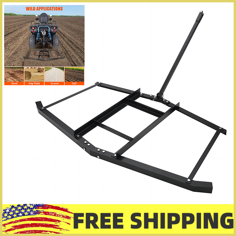 66"/74" Heavy Duty Tow-Behind Lawn Leveling Rake - Drag Harrow Driveway Grader