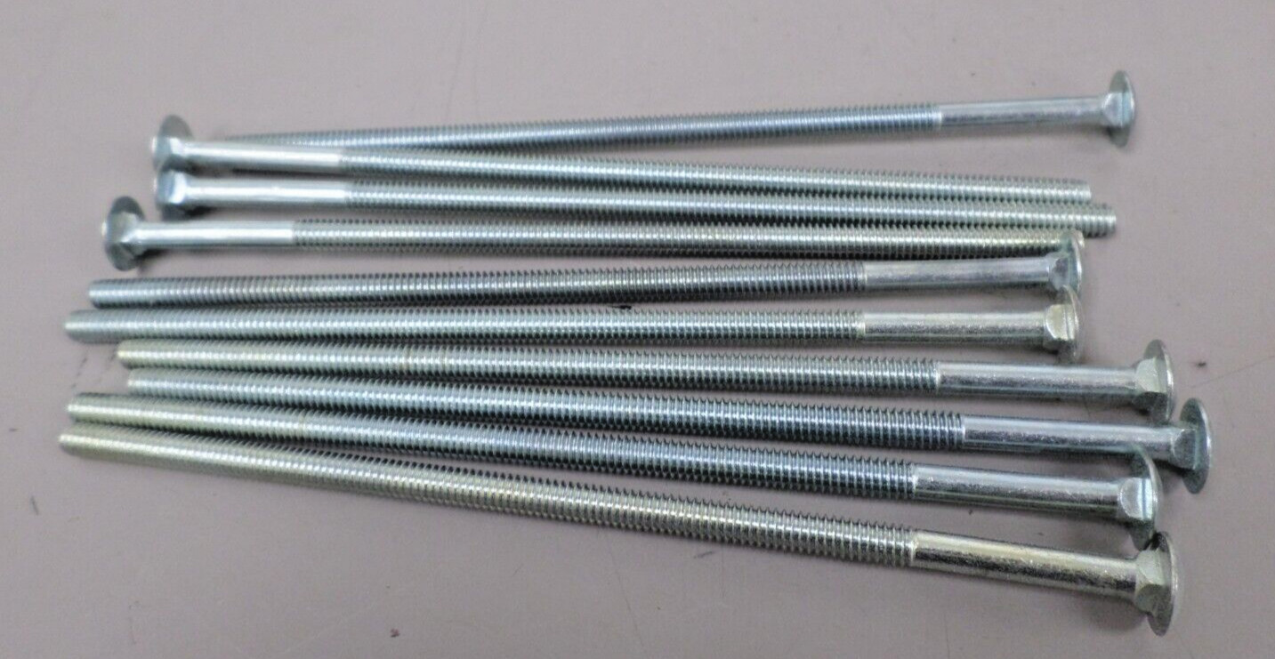 10 Pack of  1/4-20 x 7-1/2  Zinc Coated Steel Square Neck Carriage Bolts
