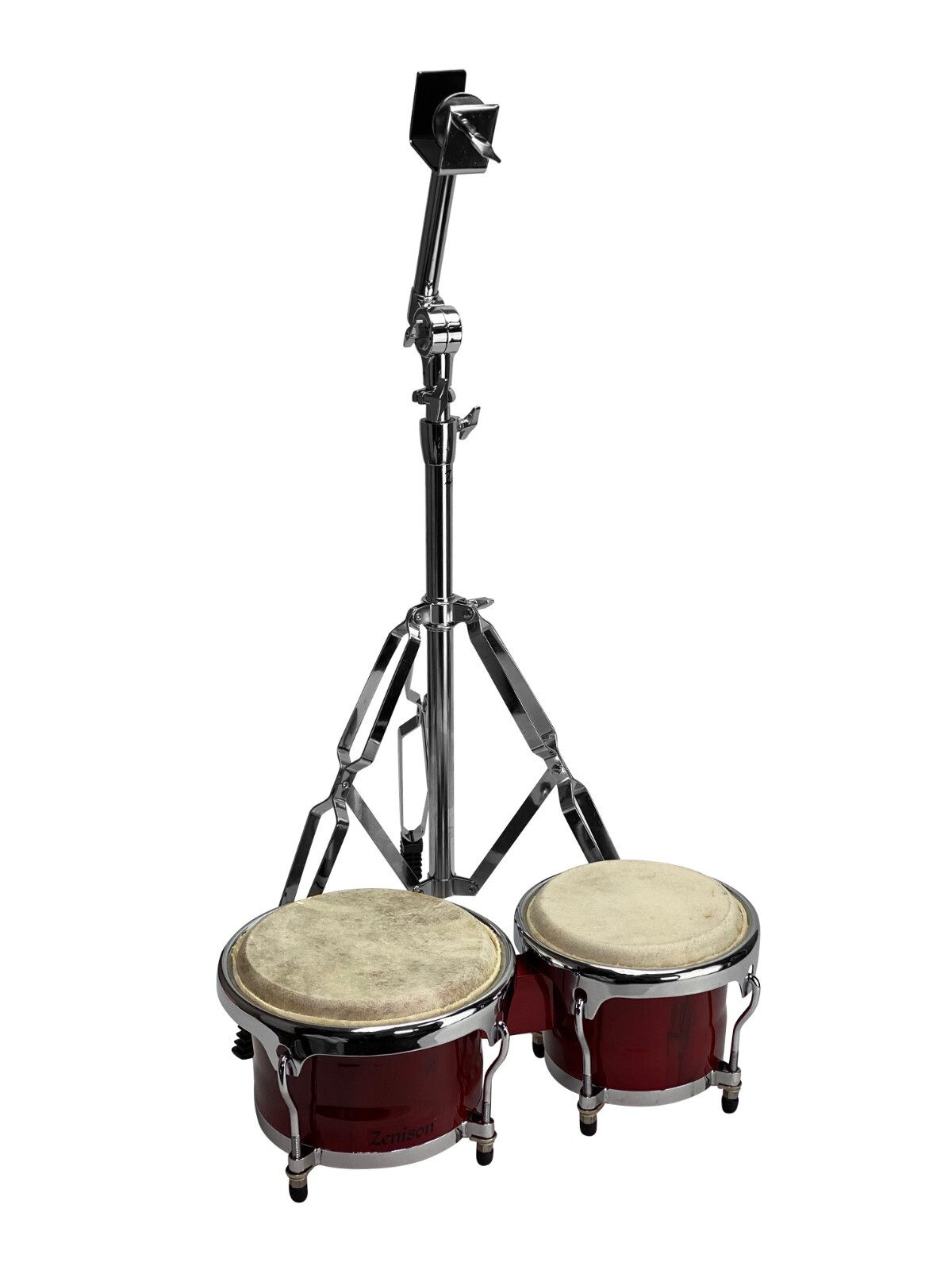Double Braced 4' Bongo Stand Tripod Adjustable Chrome Heavy Duty Stabilizing Bar