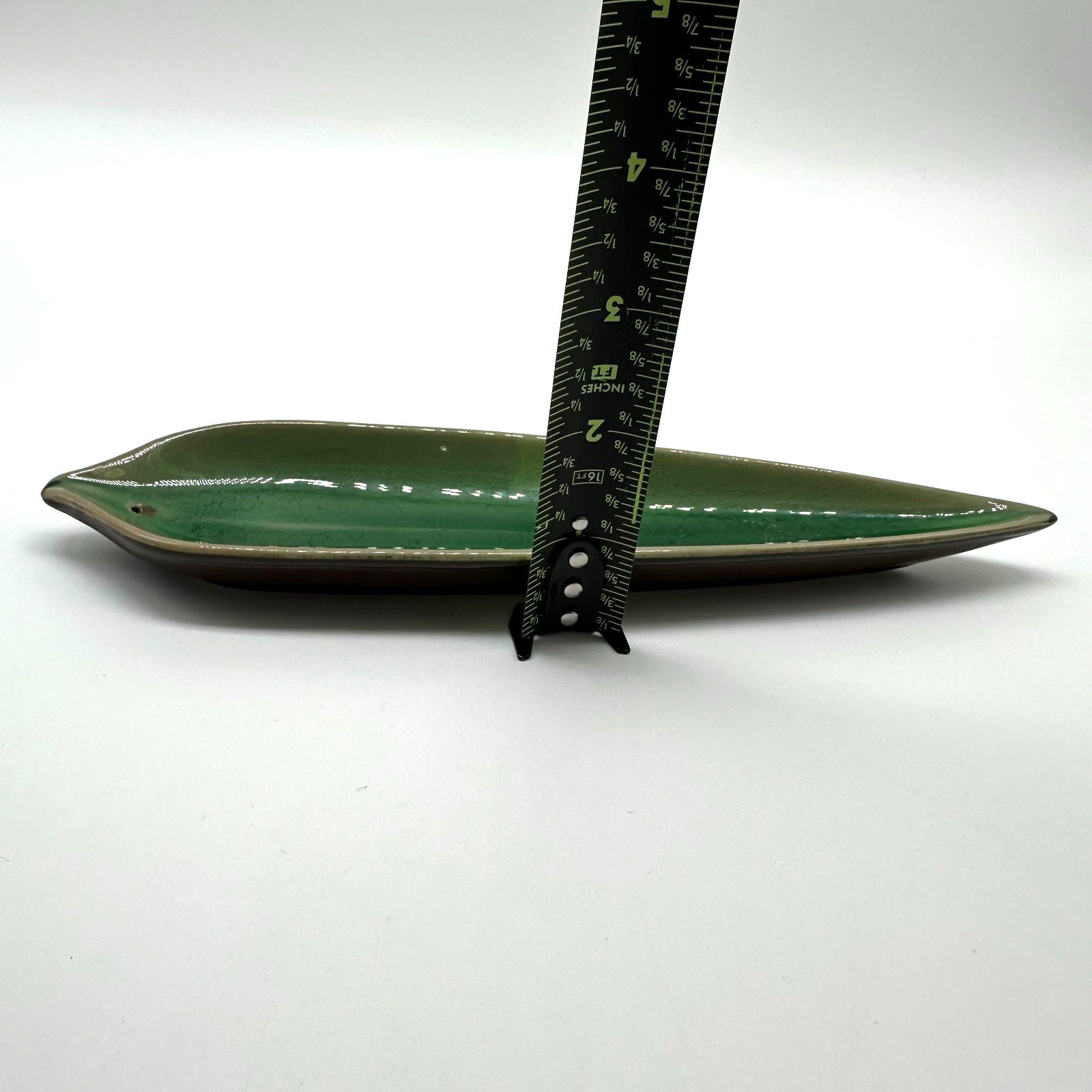Green Leaf Ceramic Incense Holder or Olive Appetizer Plate