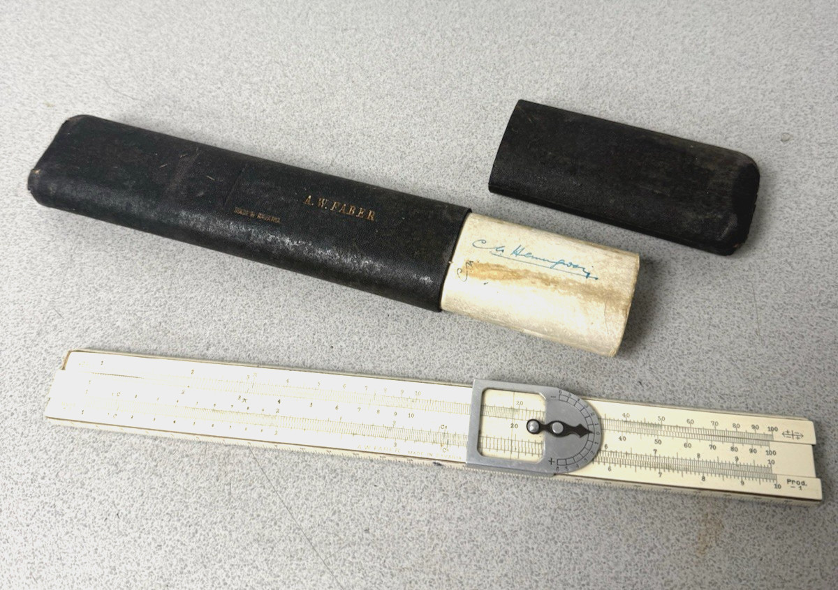 Antique A.W. Faber Bavaria Model 367 Wood Celluloid Slide Rule w/ Original Case