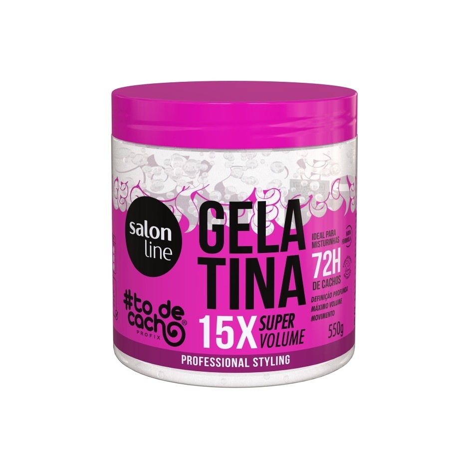 Salon Line - #ToDeCacho - Gelatina 15X Super Volume 550Gr - Hair Gelatin 19.40Oz