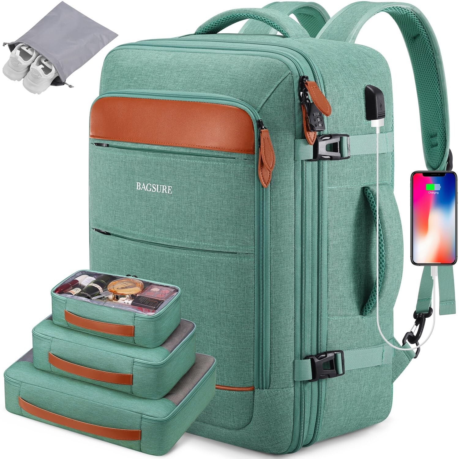 Bagsure Travel Backpack, 42L Carry on Luggage, Flight Approved Expandable Bac...