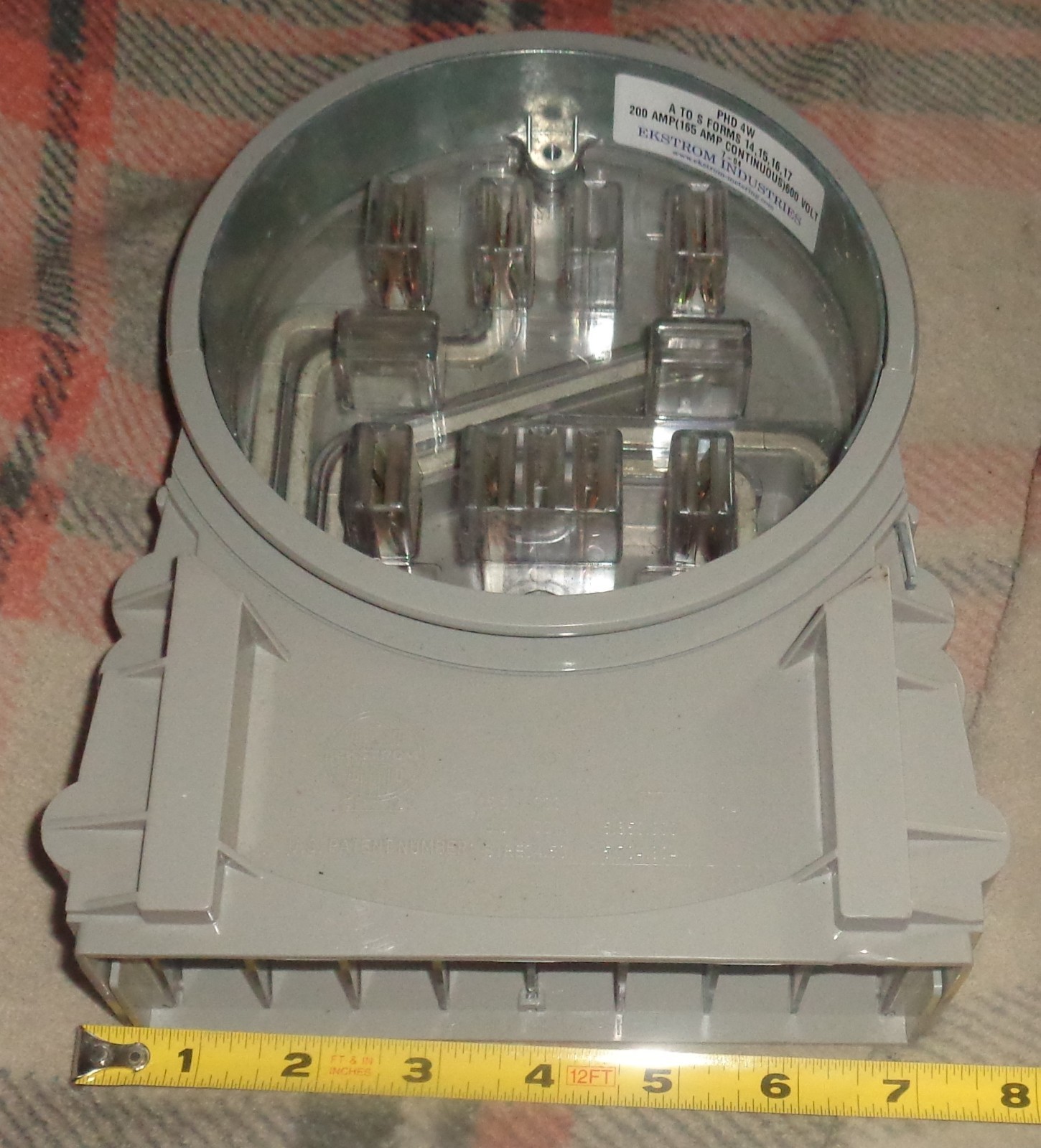 Ekstrom PHD 4W Utility Meter Base Adapter  A To S Forms 14 15 16 17 200A 600V