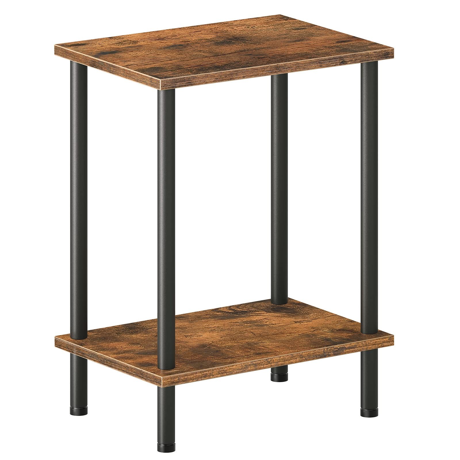 End Table, Small Side Table, Nightstand with 2-Layer Storage Shelves, Sofa Ta...