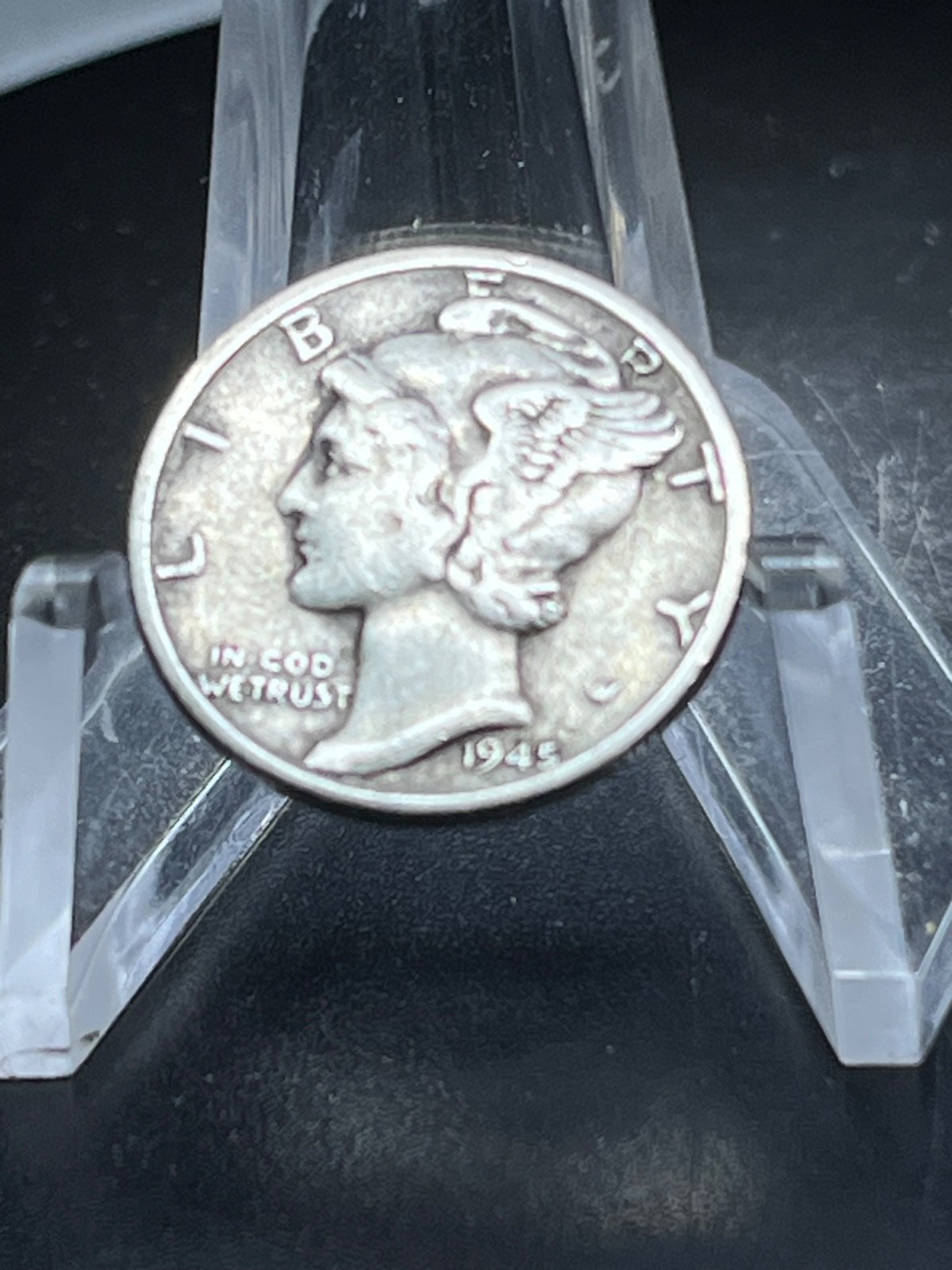 1945 P Mercury Dime circulated 90% Silver  STOCK PHOTO