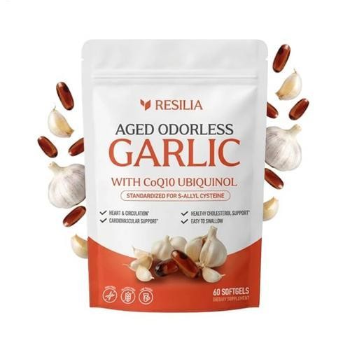Resilia Garlic Extract 600mg (60 Count) Odorless Aged Garlic Extra