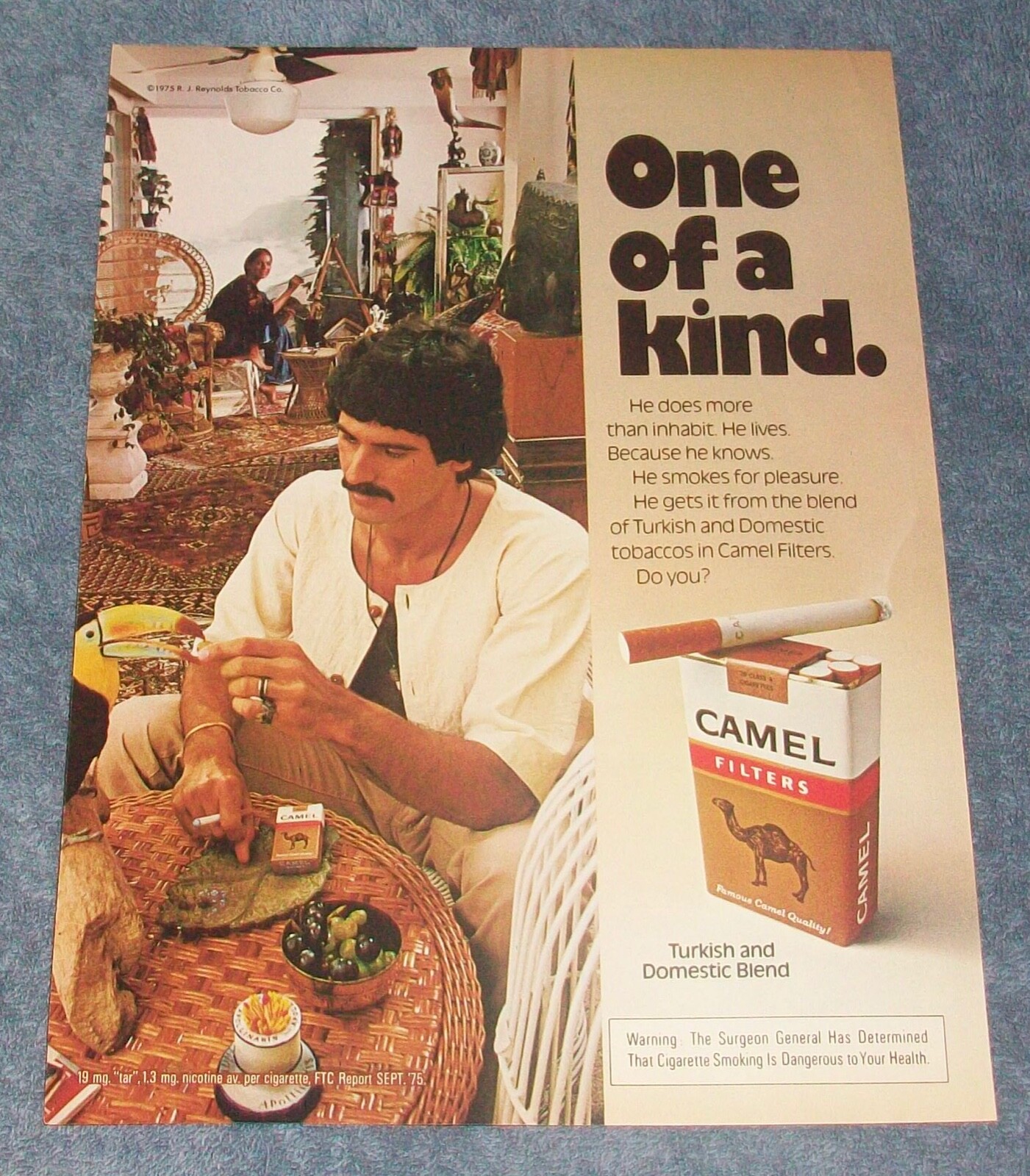 1976 Camel Cigarettes Vintage Ad "One of a Kind"