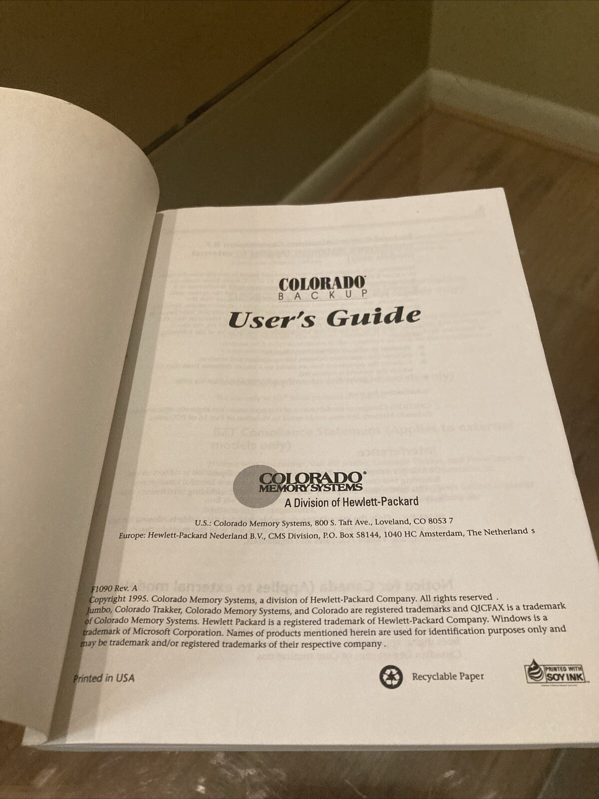 Colorado Backup Installation Guides, Colorado Memory Systems Hewlett-Packard