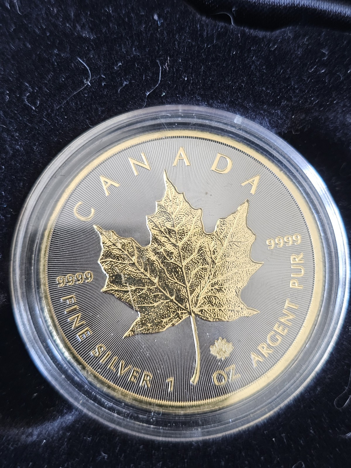 2015 1oz Silver Maple Leaf Canada Gold Black Empire Edition Ruthenium Box