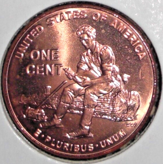 2009-D US 1 cent Coin Penny Lincoln Reading Book on a Log Bicentennial