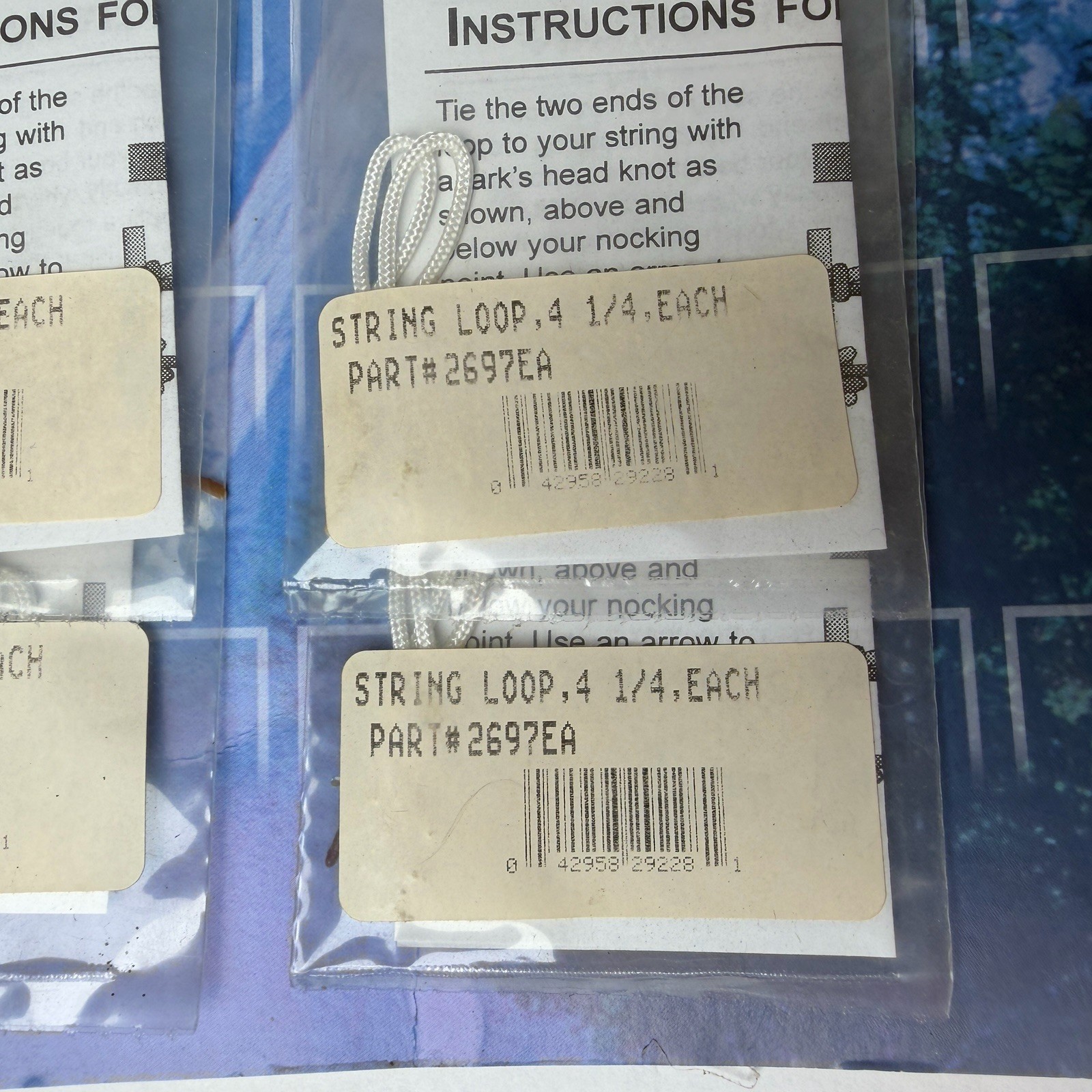 Lot of 4 PSE Archery Precision Shooting Bow String Loop 4-1/4" White 2697PSE New