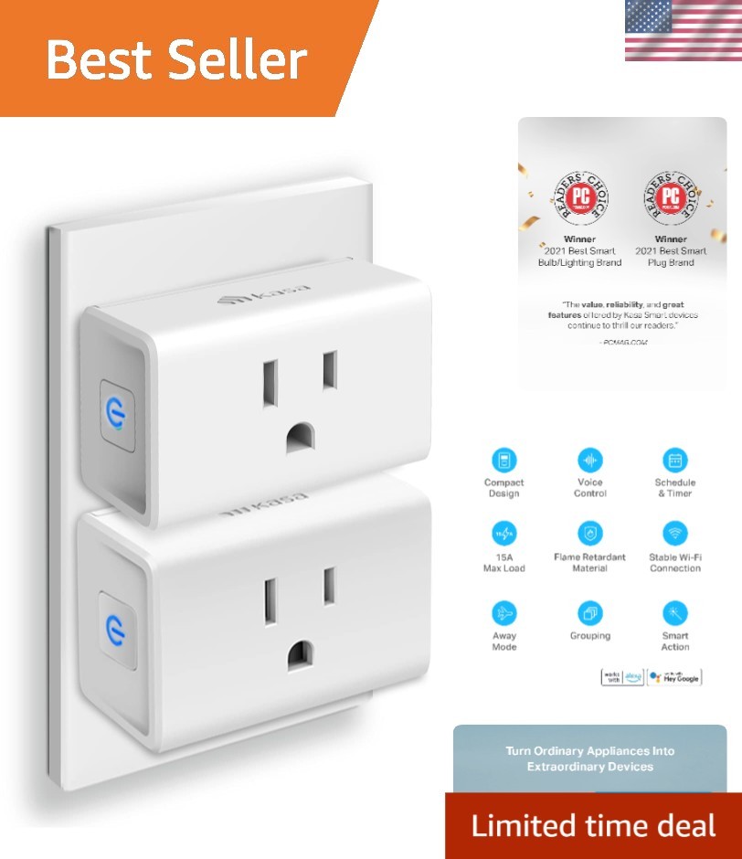 Certified Mini Smart Plugs: Remote Control & Voice Compatibility, 2-Pack