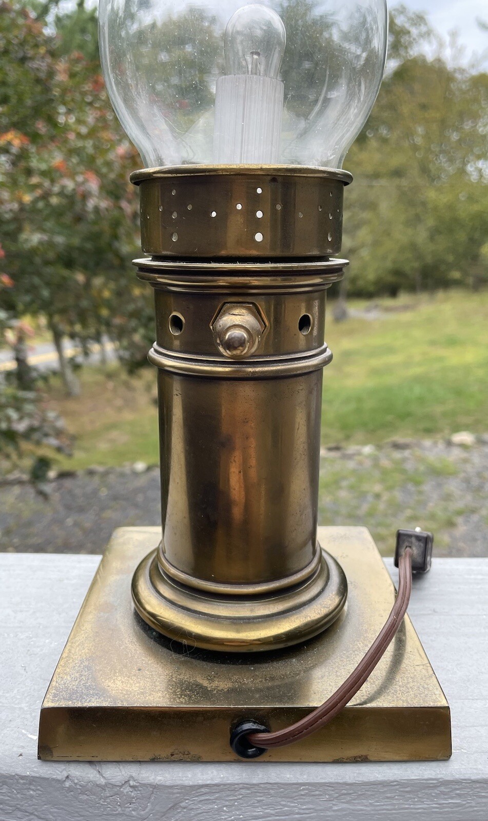 Vintage Brass Lamp Lantern Nautical Lighting Mid-Century Deco Design