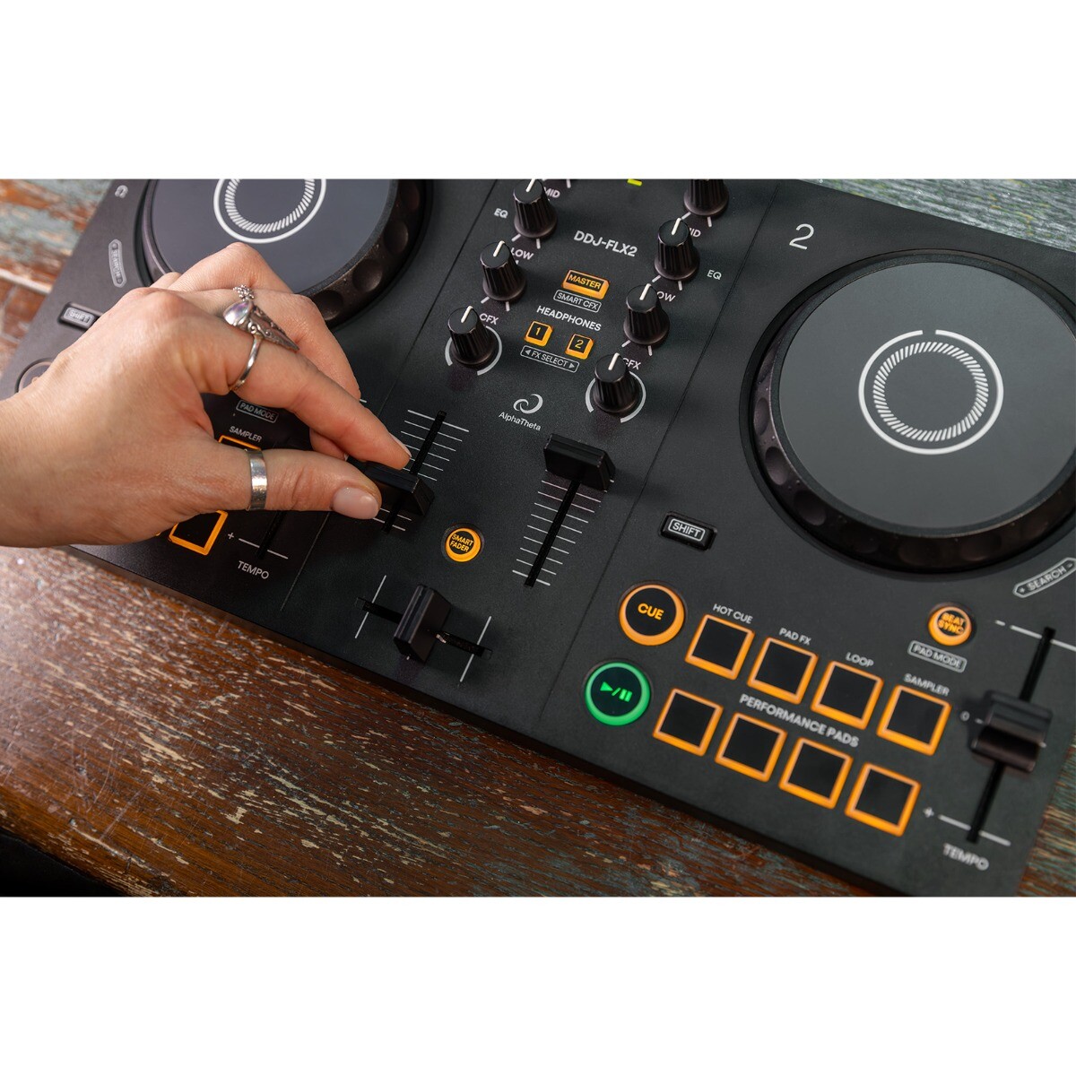 AlphaTheta DDJ-FLX2 Compact 2-Channel DJ Controller w Decksaver Cover Package