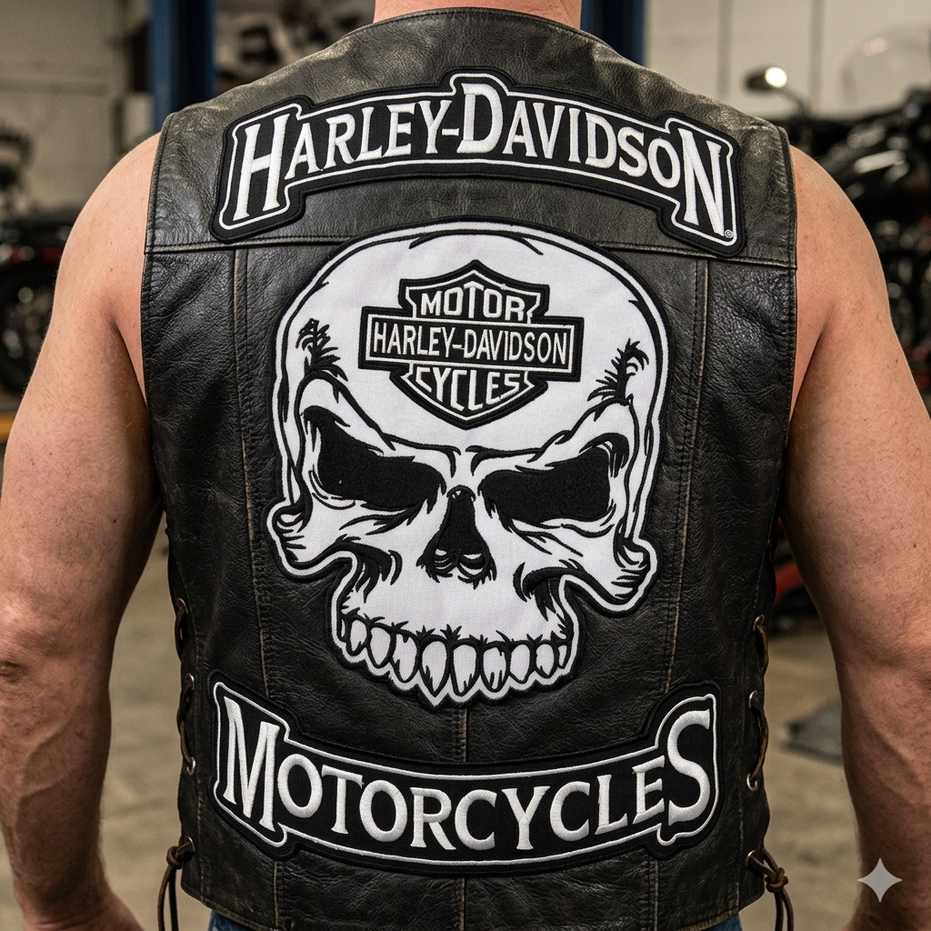 Large 3-Piece Motorcycle Biker Skull Embroidered Back Patch Set for Leather Vest