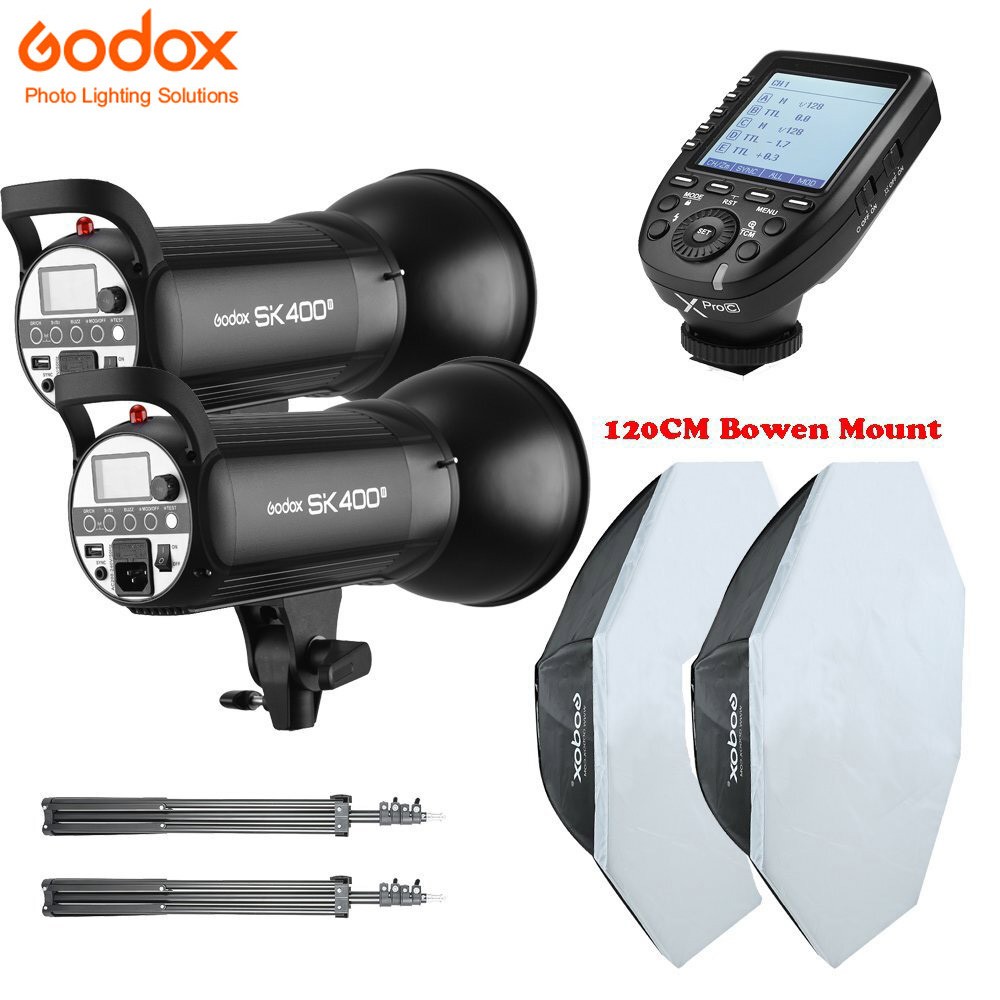 US 800w 2x Godox SK400II Studio Flash Strobe Light+Xpro-C+120cm Softbox Fr Canon