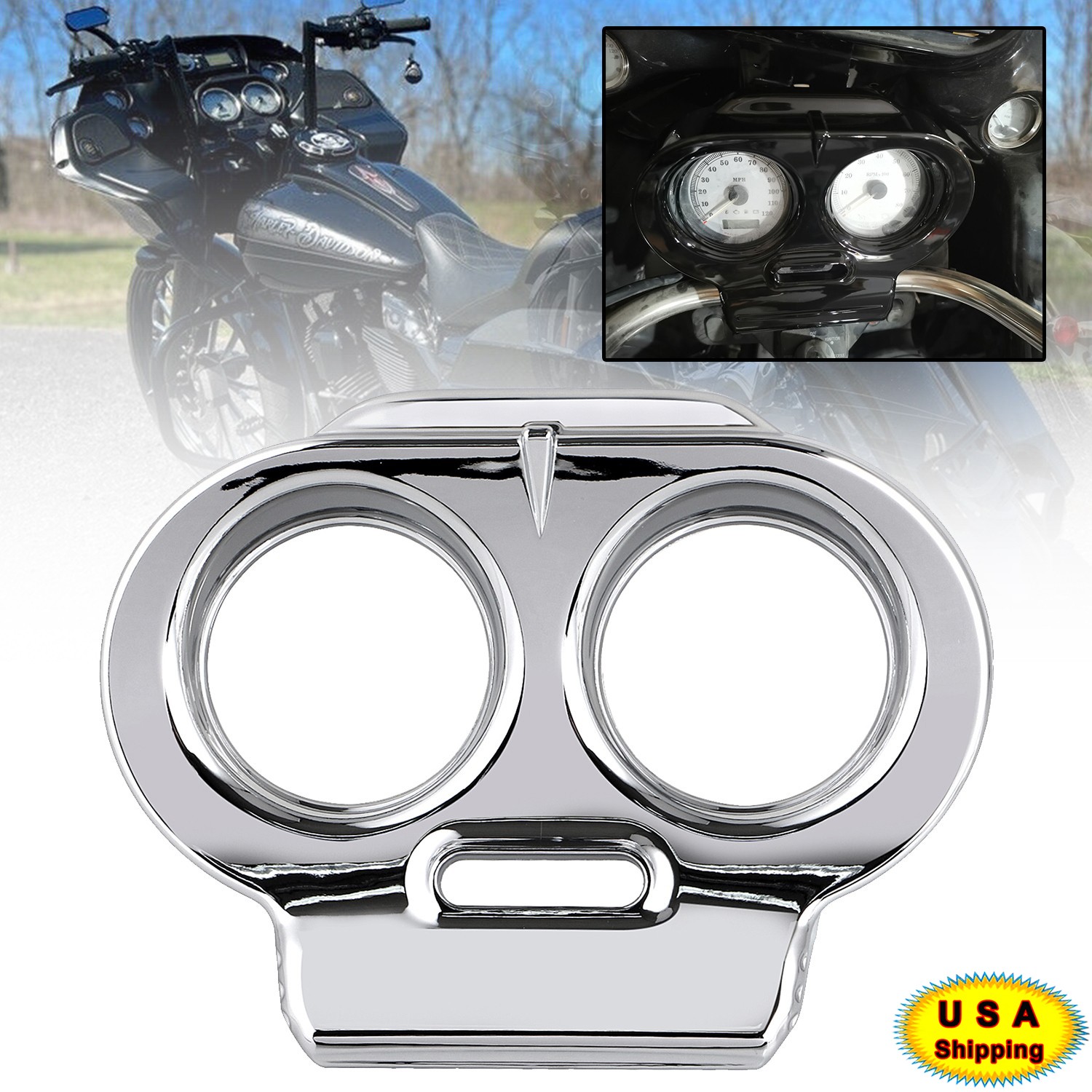 Gauge Cover Nacelle Housing Fairing Chrome For Harley Road Glide FLTR 1998-2013