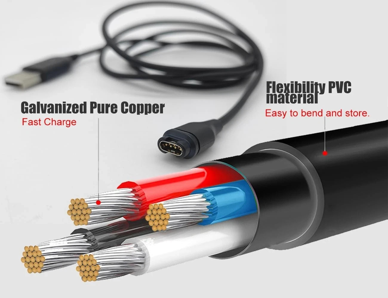 Charger Cable Compatible with Garmin Watch - 3.93Ft Length (2Pack).