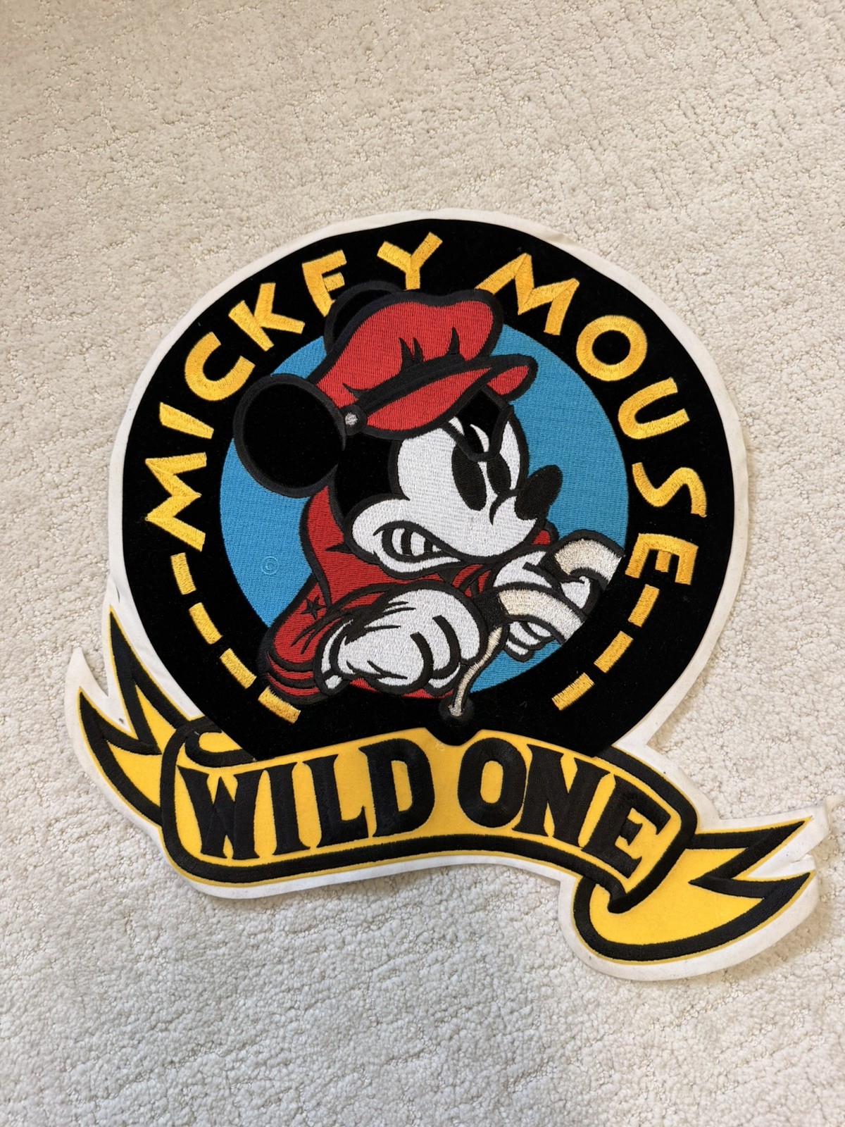 Mickey Mouse “Wild One” large vintage motorcycle patch biker cartoon memorabilia