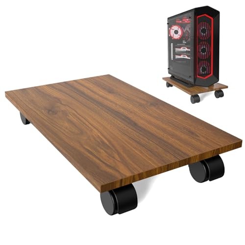 CPU Stand with 4 Caster Wheels - Fits PC, Printer, Most Computer Towers  Walnut
