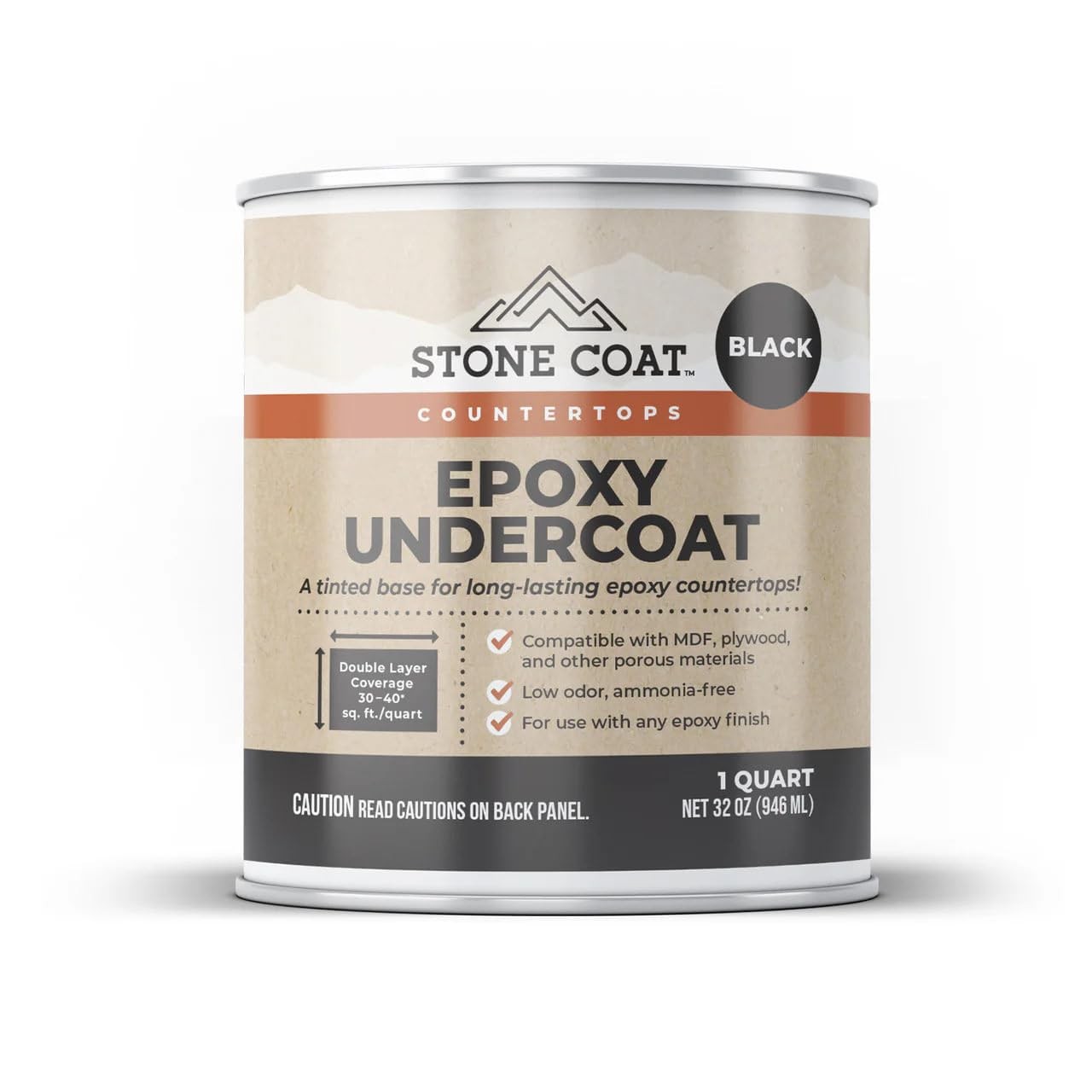 Stone Coat Countertops Epoxy Undercoat 1 Quart 32 Fl Oz (Pack of 1), Black
