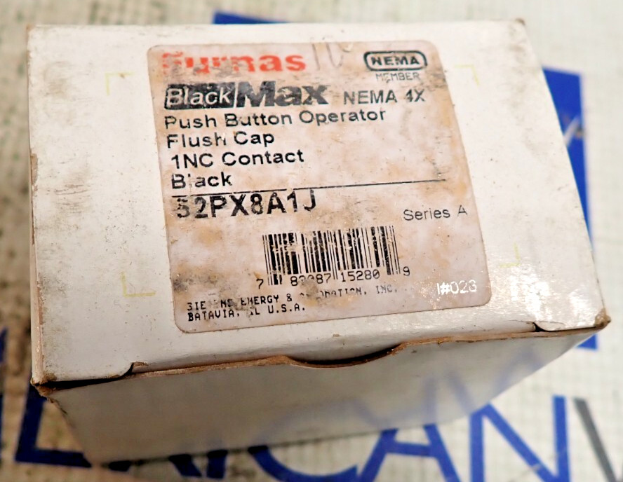 New Furnas 52PX8A1J Push Button Operator Flush Cap 1NC Contact Black NEMA 4X