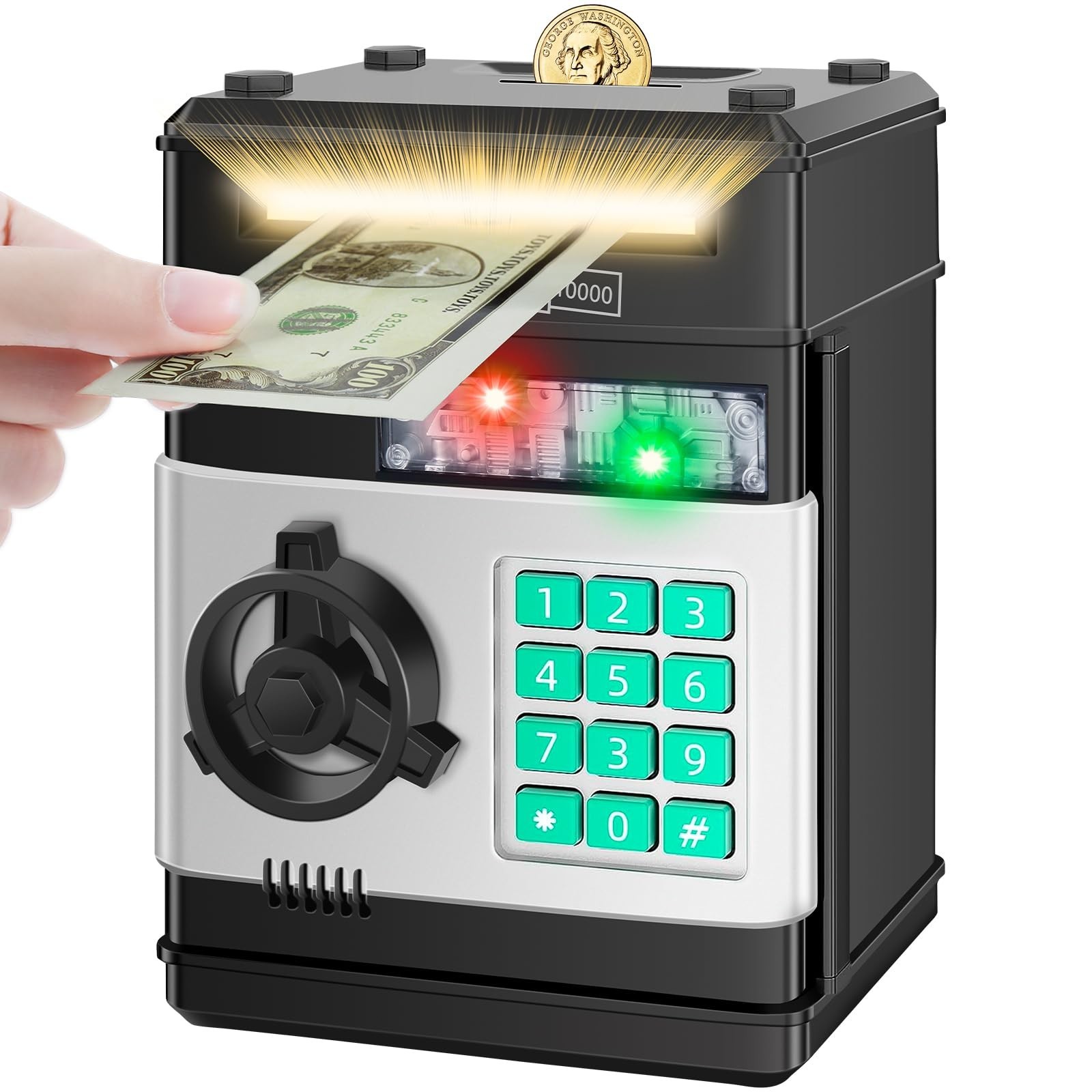 Piggy Bank Electronic ATM for Kids Safe Coin Bank Toys Gifts for Kids Age 3-12