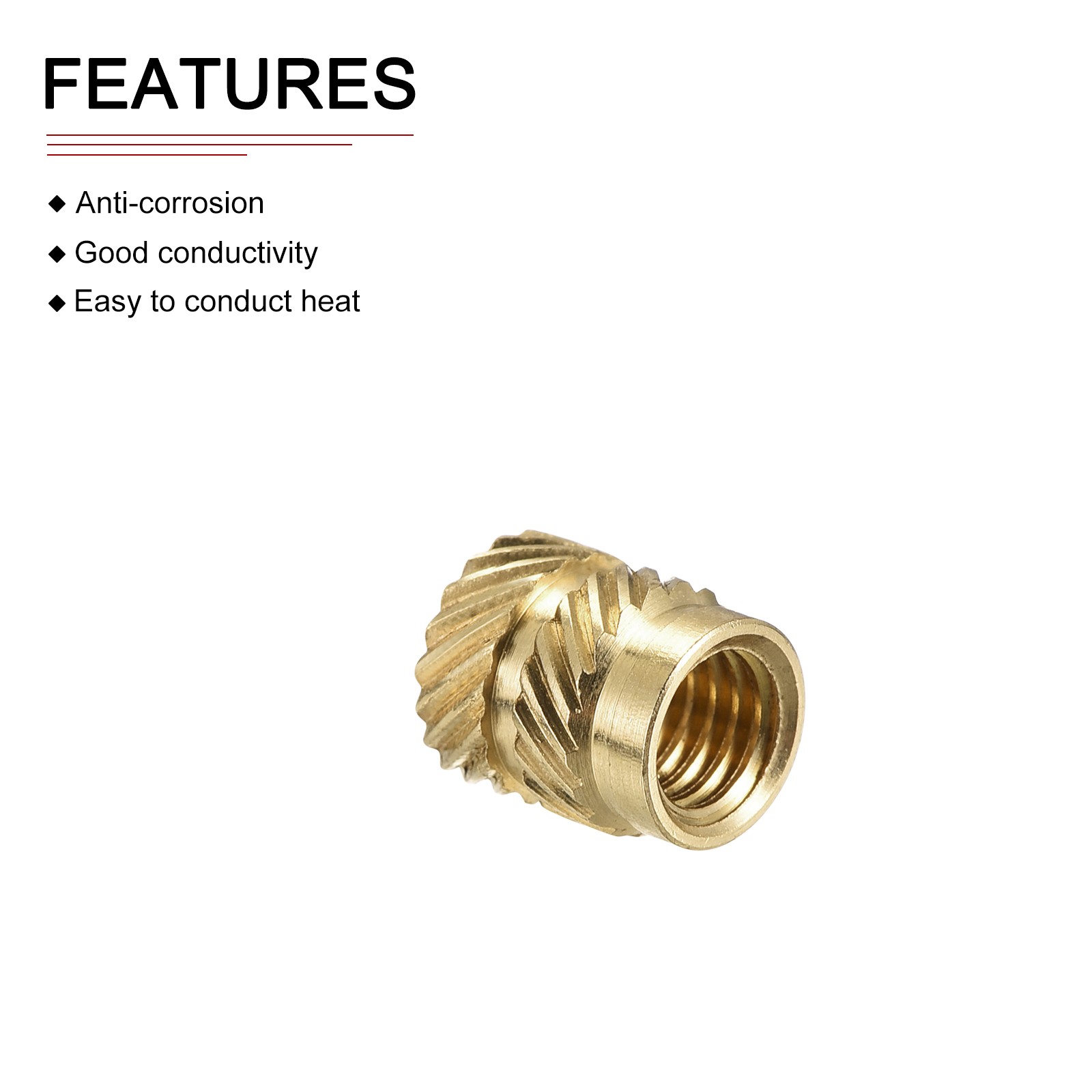 M5x8mmx7mm(IDxLxOD) Knurled Insert Nuts - 30 Pack - Good for Plastic Shells