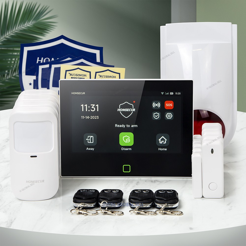 HOMSECUR Wireless WIFI 4G 2G LCD Home House 7" Alarm System+Wireless Flash Siren