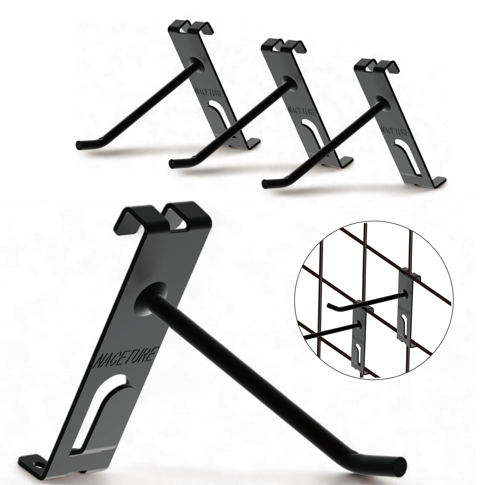 Double Gridwall Hooks 4 Inch Bottom Hook Peg Wall Panel Hanging 24 PCS