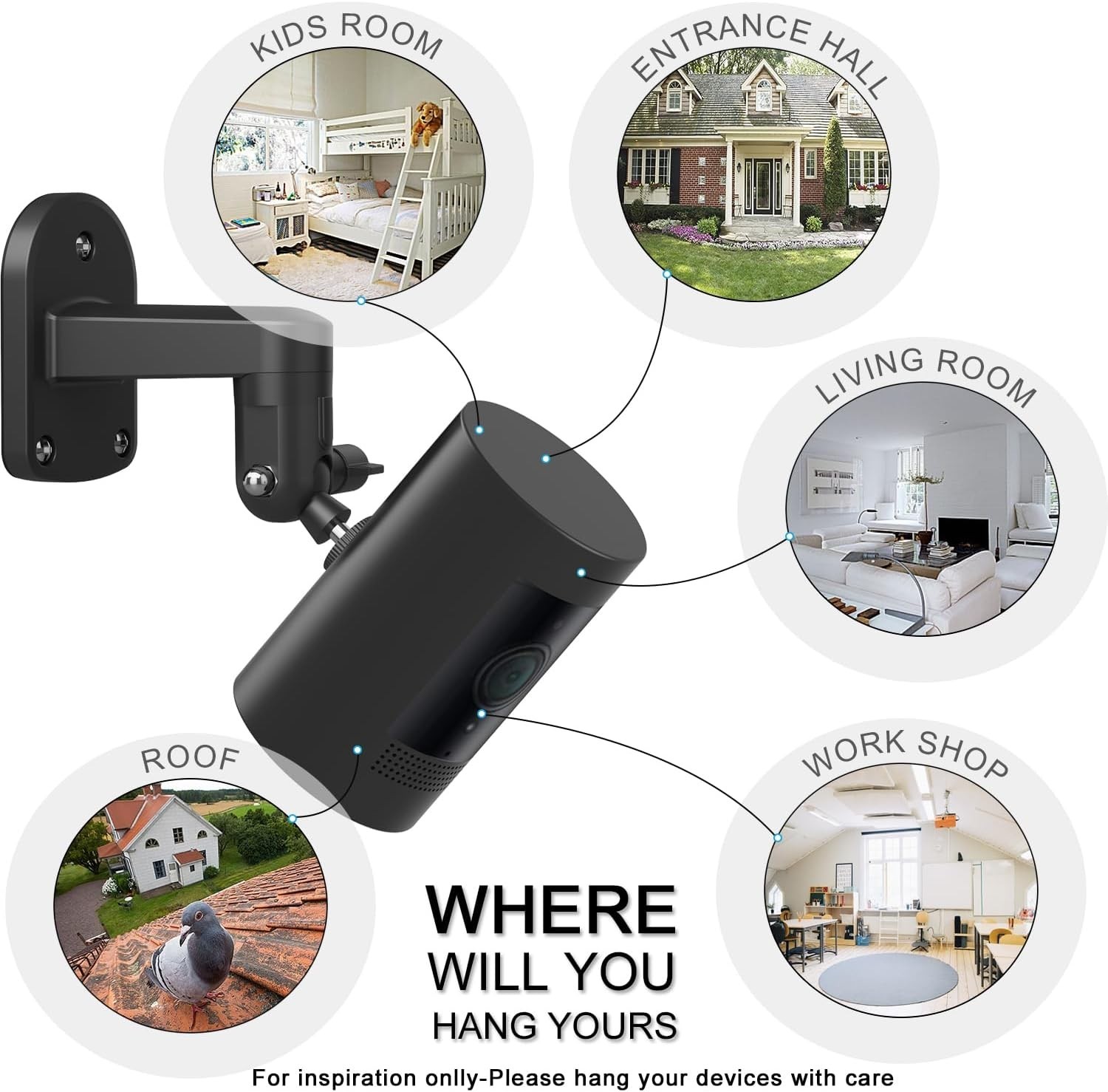 Weatherproof Aluminum Wall Mounts for Ring Cameras - 2-Pack Adjustable Bracket