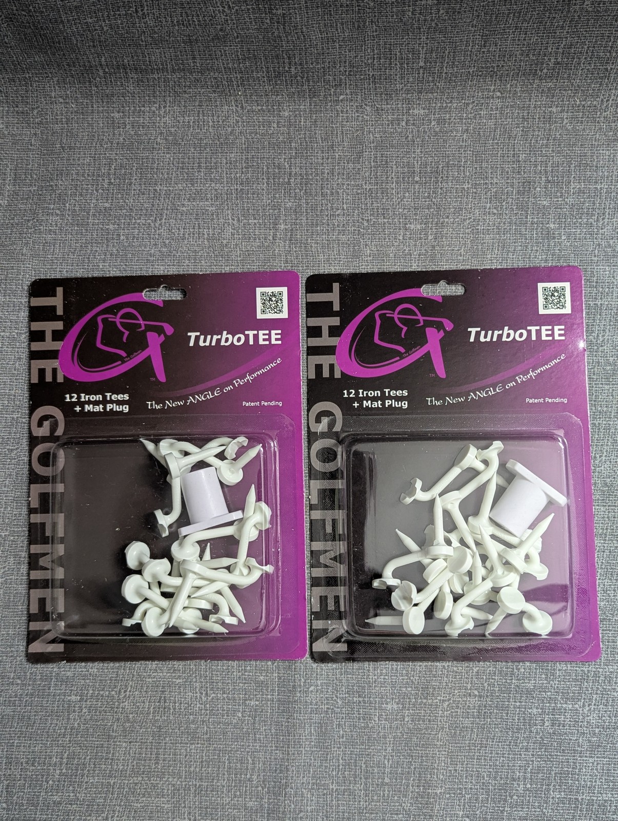 TurboTEE Golf Tees by The Golfmen - 12 Iron Tees + Mat Plug - White, 2 Packs