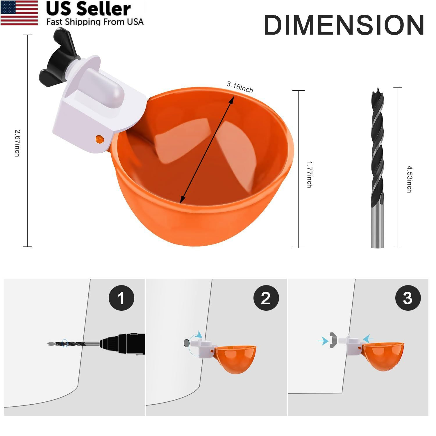 Chicken Waterer Cups, 8 Packs Orange Large size,