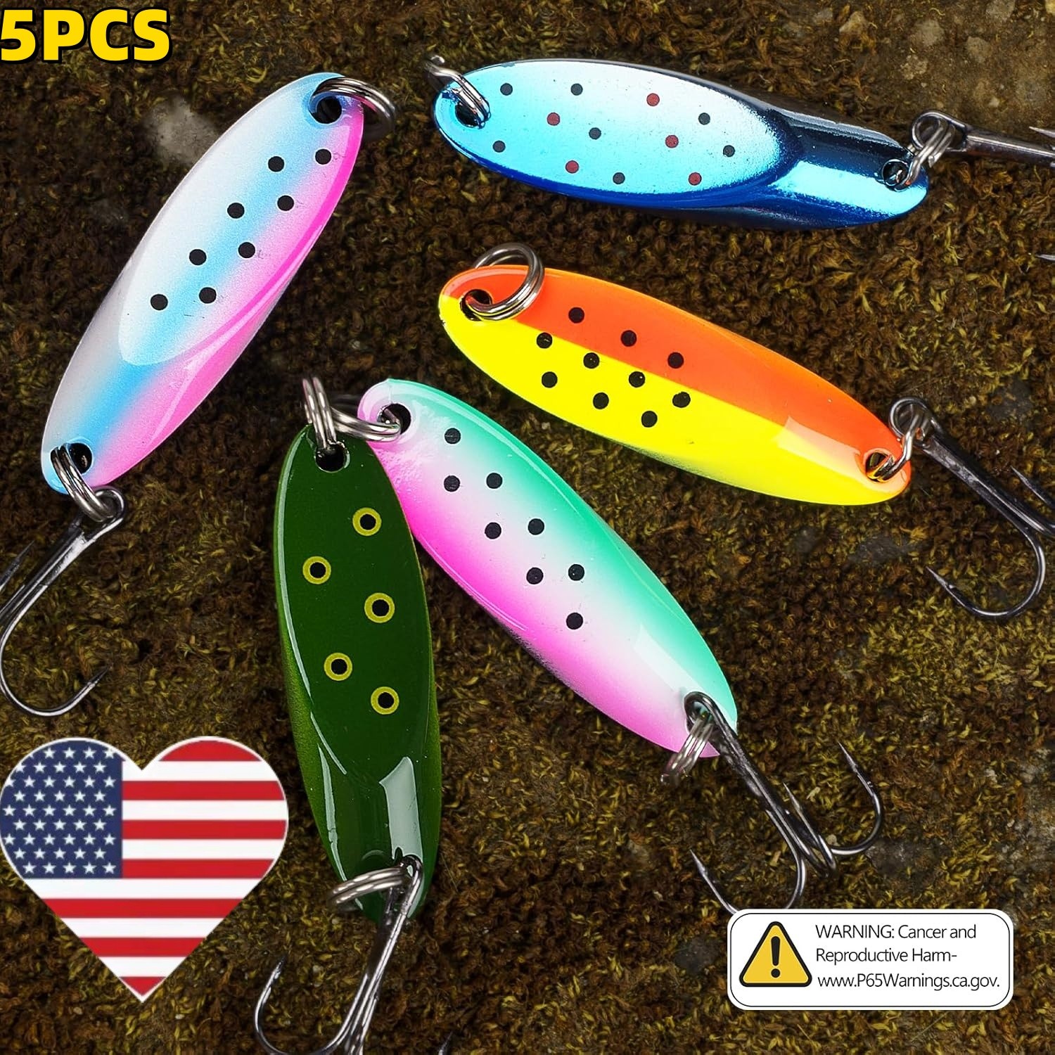 5PCS 3.5g-21g Metal Fishing Lures Spoon Jigging Lure Trout Bass Saltwater Bait