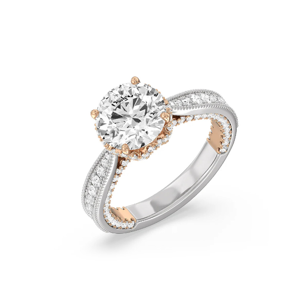 Customised: Diamond Ring Oval IGI Lab Grown CVD 14K Multi Tone Gold 4.50 Carat