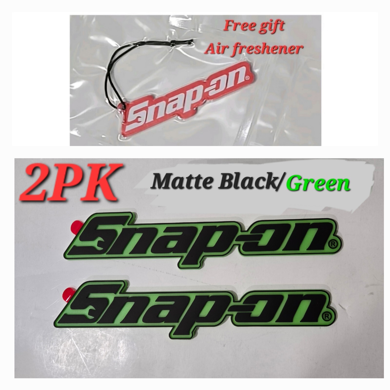 2PACK SNAP ON TOOL BOX LOGO EMBLEM MATTE Green Plastic Badge Decal 8" NEW + GIFT