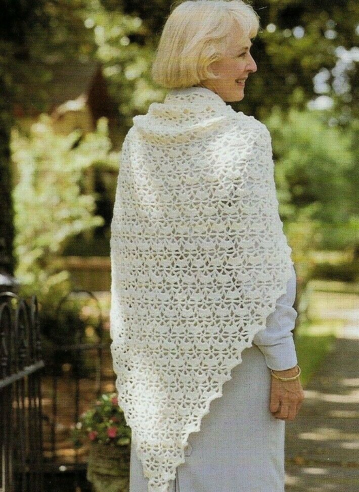 NEW PICOTS AND LACE SHAWL WRAP VANNA'S CLUB CROCHET PATTERN INSTRUCTIONS