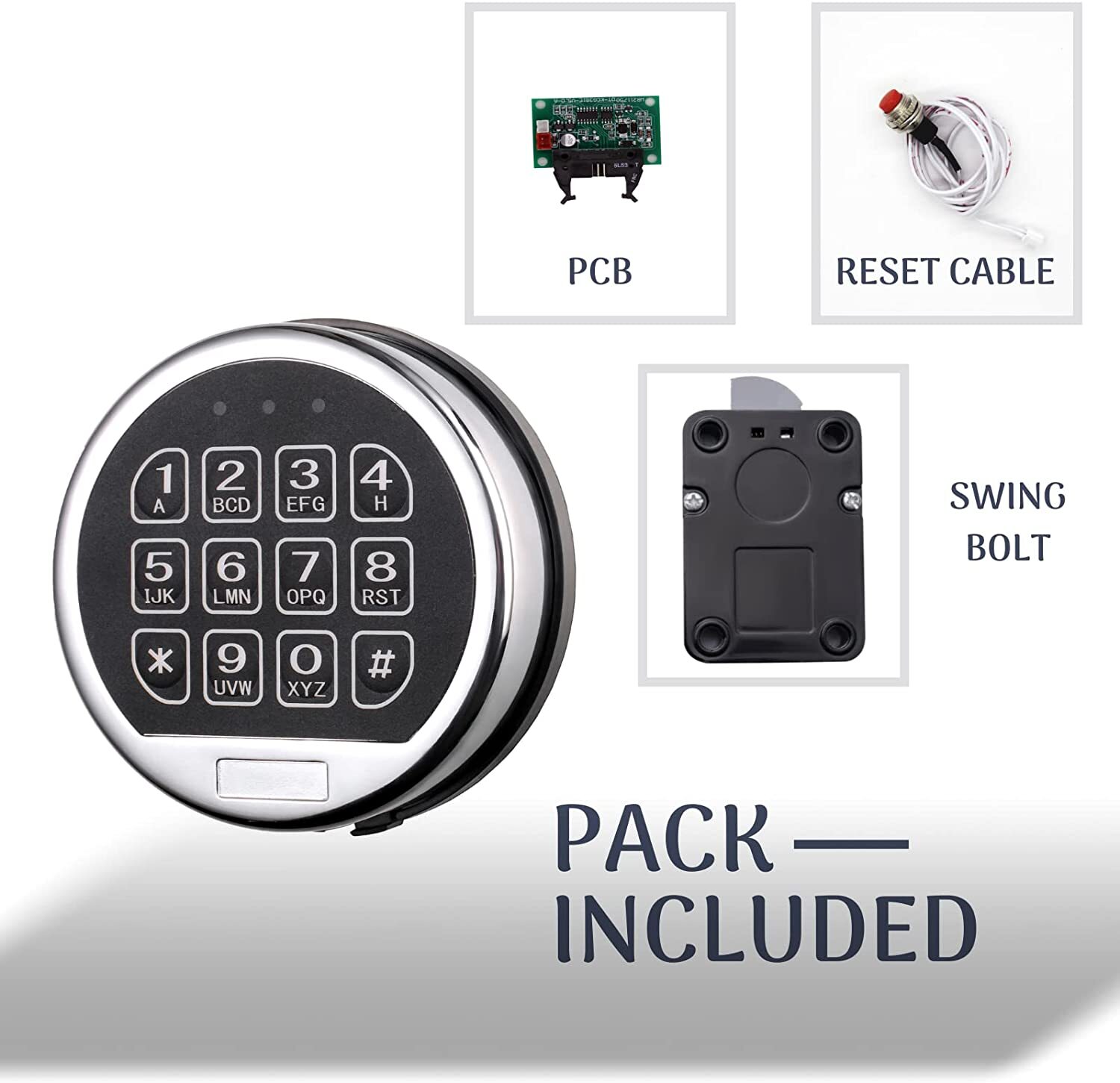 Gun Safe Lock Replacement with Swing Bolt Chrome Keypad Safe Electronic Lock