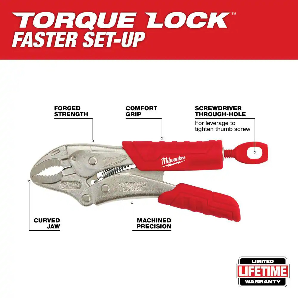 5 In. Torque Lock Curved Jaw Locking Pliers with Durable Grip