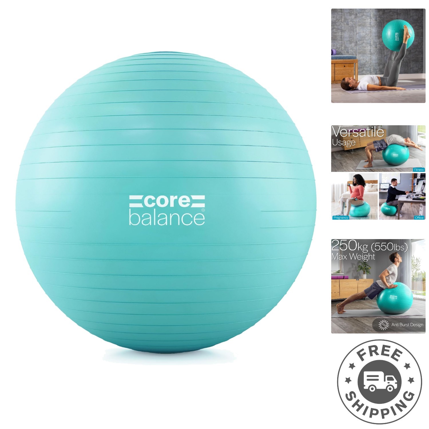 Multi-Size Exercise Ball - Anti-Burst, Slip Resistant, Perfect for All Workouts