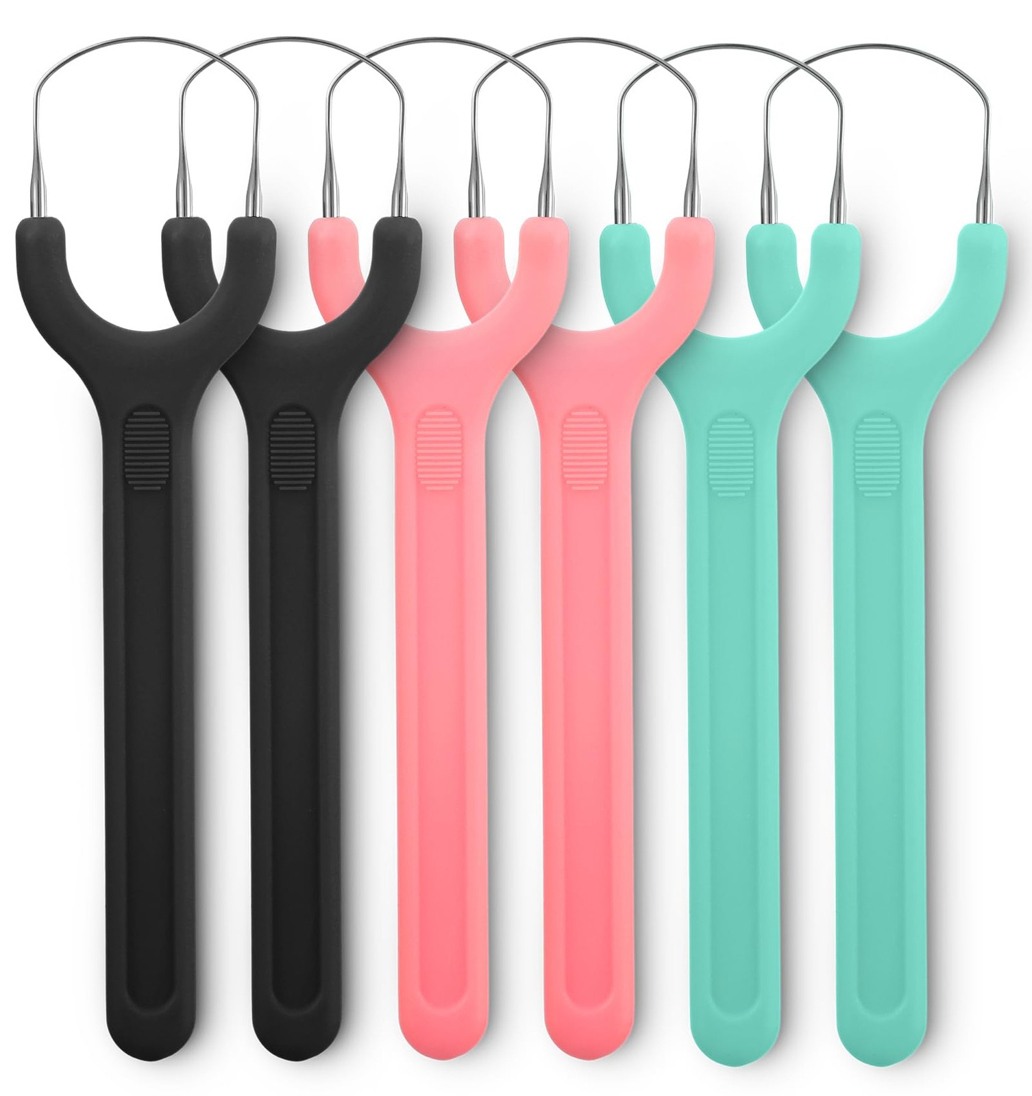 6Pack Tongue Scraper for Adults, Metal Stainless Multicolor